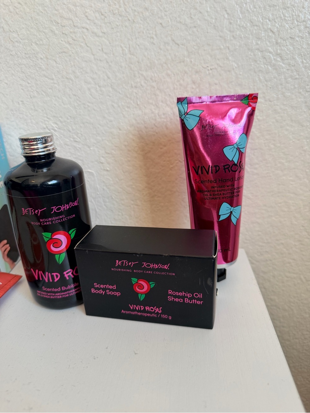 Betsey Johnson Vivid Rose Hand Soap & Cream Set - Pink, Black